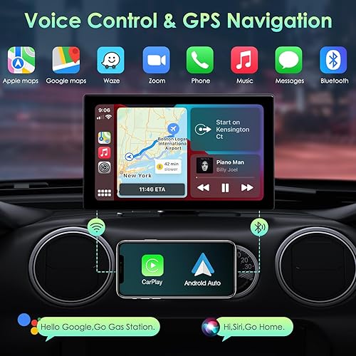 Miniatura 5 de Actualización 2024 Apple Carplay inalámbrico y Android Auto con cámara de tablero de 2.5K, cámara de respaldo 1080P, pantalla portátil HD IPS de 9