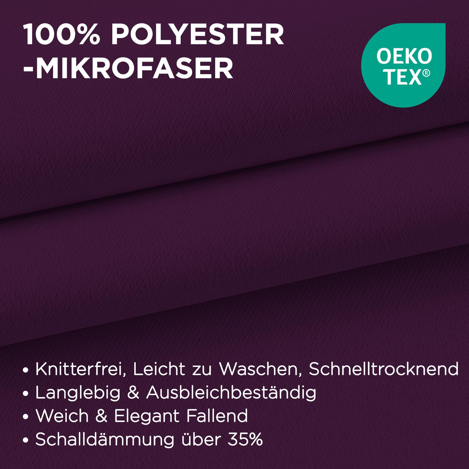 Joydeco Blickdichte Vorhänge mit Ösen Gardinen 2er Set – Bild 3