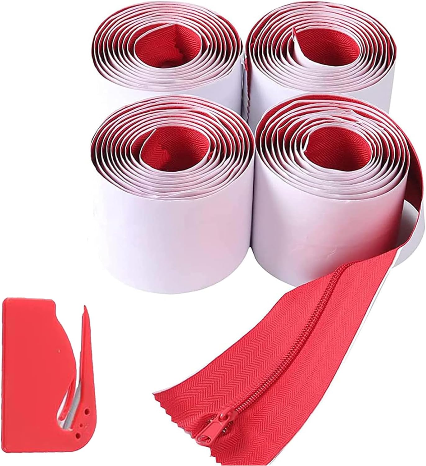 (4Pack) HeavyDuty Dust Protector Zipper (Red) Self