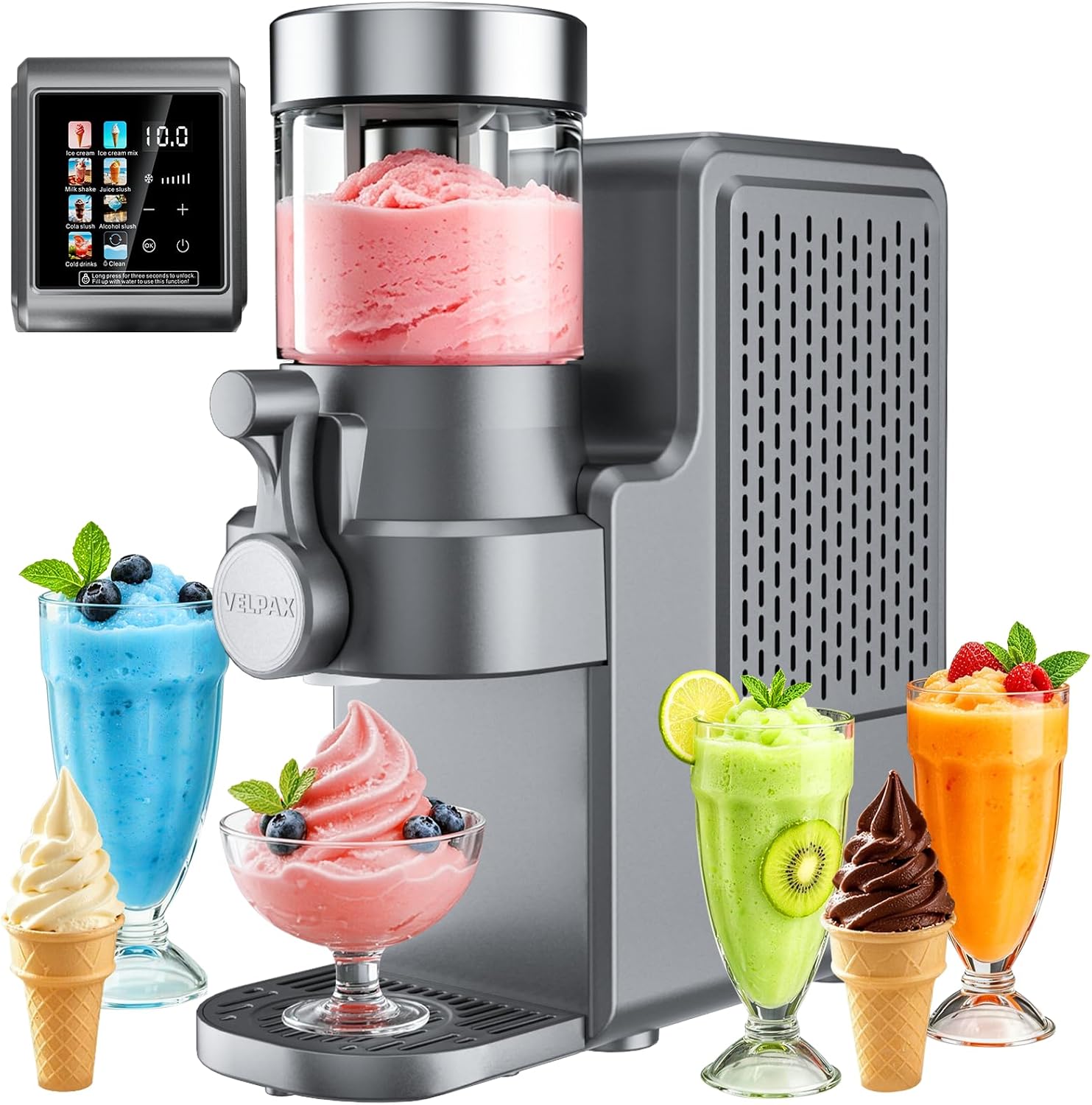 Slushie Machine for Home, 7-in-1 Ice Cream Maker, 17oz No Ice Needed