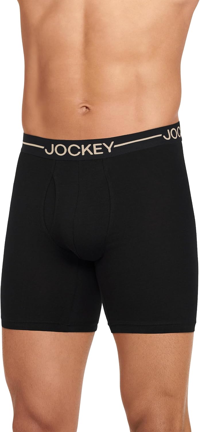 Jockey Men's Underwear Organic Cotton Stretch 6.5" Boxer Brief - 3 Pack
