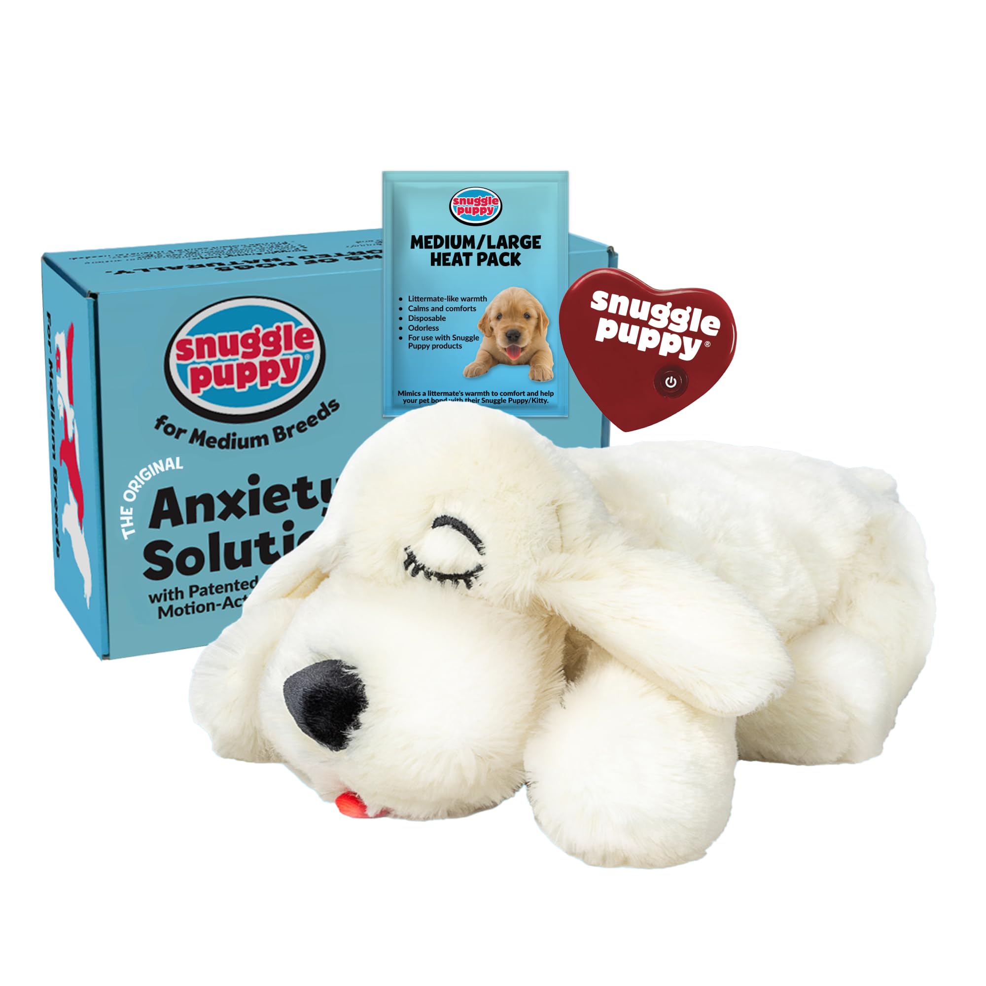 Snuggle Puppy Heartbeat Dog Toy for Puppies, Real-Feel Heartbeat, Calming Sleep Aid and Crate Training Comfort Toy with Heat Pack, Cream Plush Design โ image 1