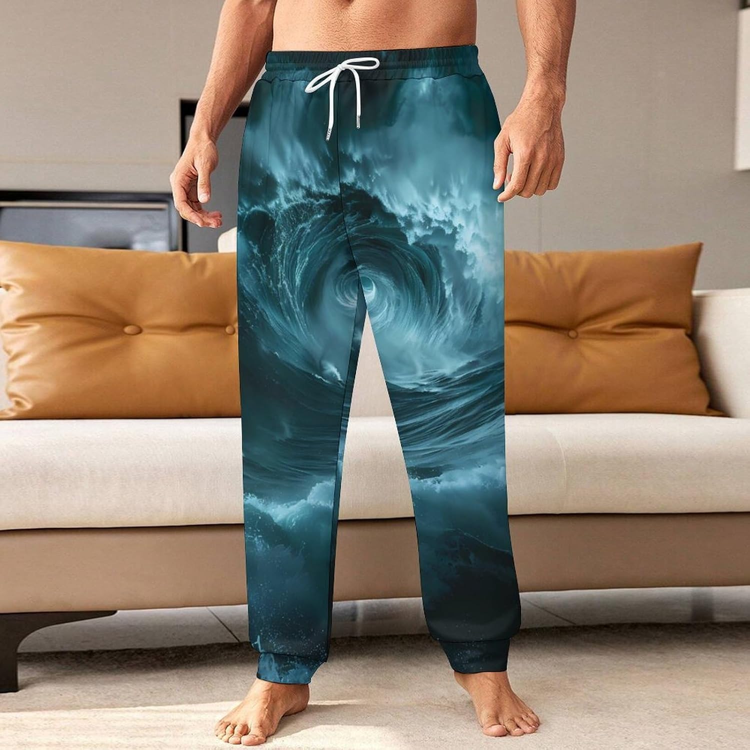 Ocean Vortex Turquoise Waves Men Pants Lightweight Sweatpants Joggers Pant 4XL