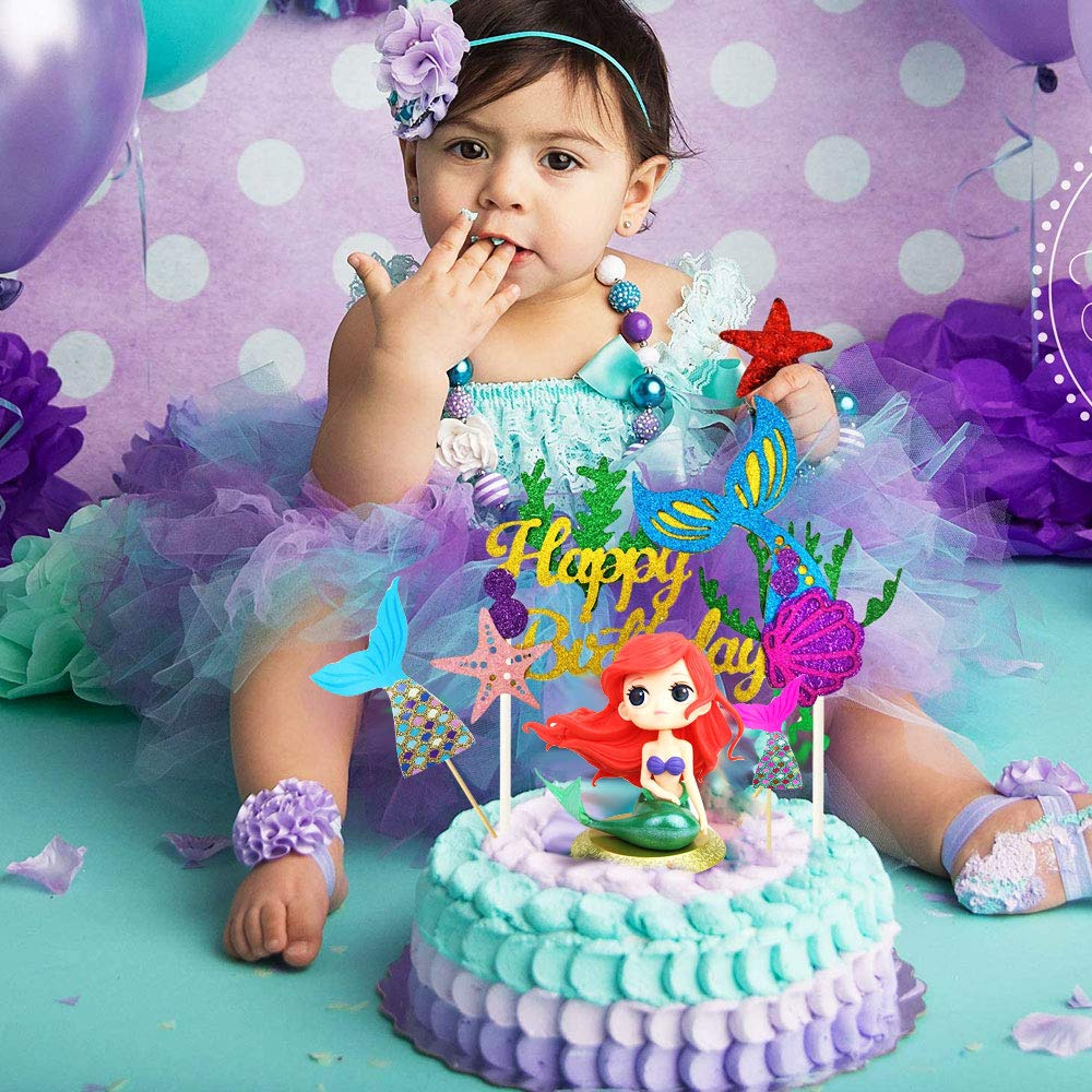 Buy Mermaid Party Cupcake Toppers, 32 Pieces Mermaid Cake Topper