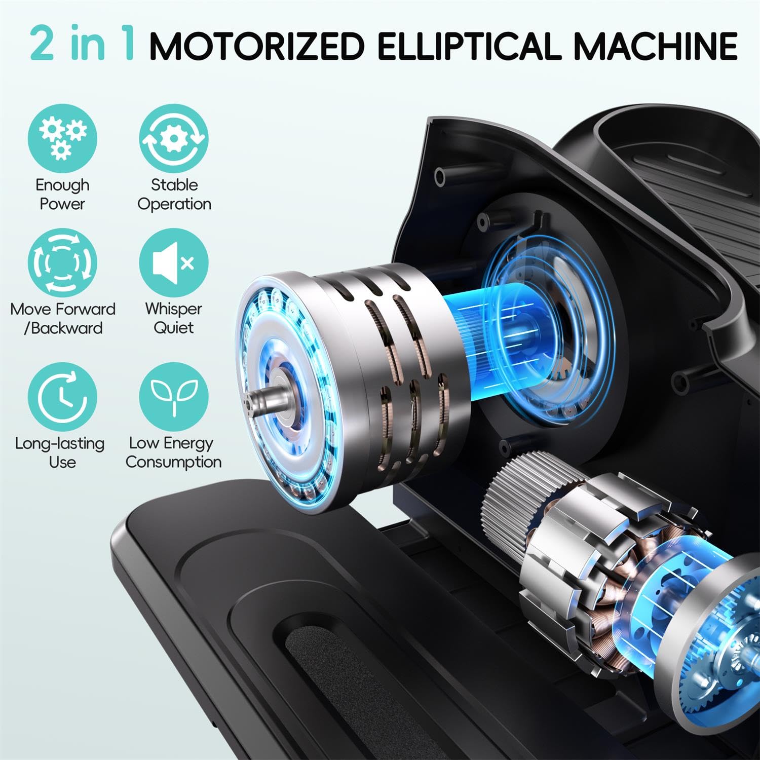 Morelax Ellittica Elettrica Sotto la Scrivania, Mini Ellittica da Casa con Telecomando, Display, Silenzioso e Portatile, Trainer Ellittiche a Pedaliera con 12 Velocità Regolabili per Anziani e Adulti