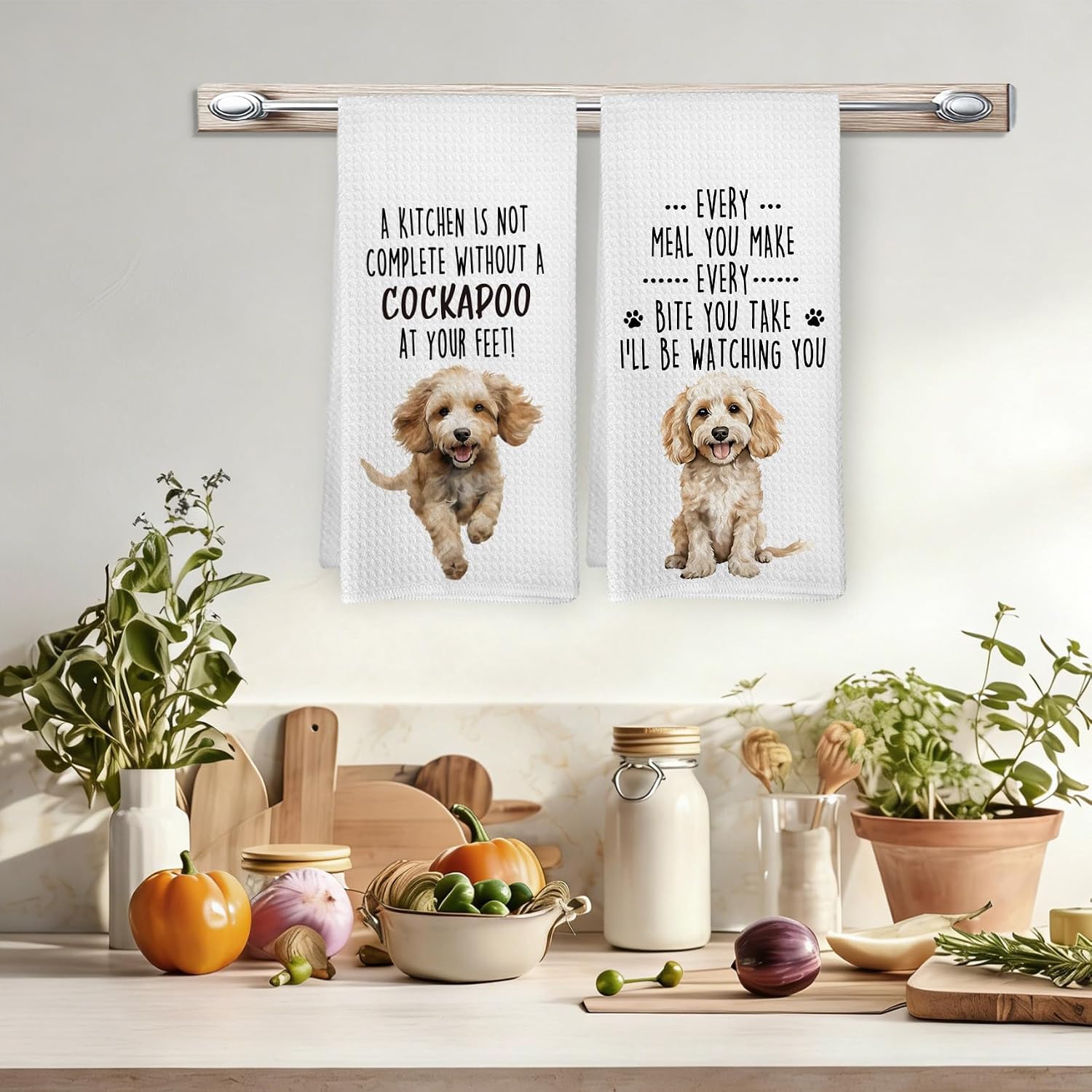 Funny Cockapoo Dog Kitchen Towels Set of 2, Cockapoo Lovers Gifts Hand Towels for Bathroom Decor, Gifts for Dog Lovers Women Men Dishcloths Dish Towel for Kitchen, 16x24 Inches image 3