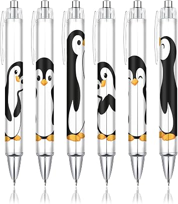 6-Piece Cute Penguin Pen Set, Funny Ballpoint Pens for Women, Animal Pens, Gift for Him Her, School Supplies, Office Desk Accessories, Smooth Writing