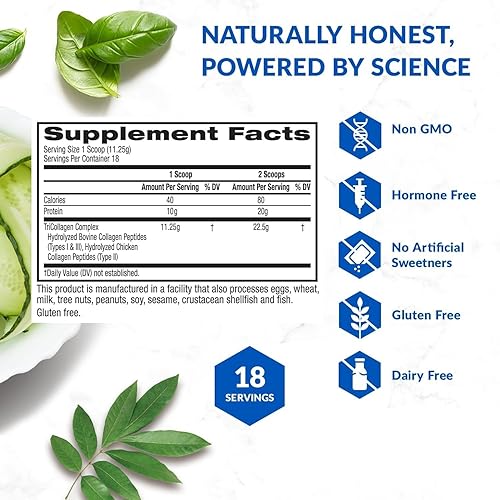 Miniatura 7 de BioTrust Polvo de colágeno tri-colágeno 3 en 1 hidrolizado en polvo (tipos I, II y III) - Polvo de proteína de colágeno alimentado con pasto para