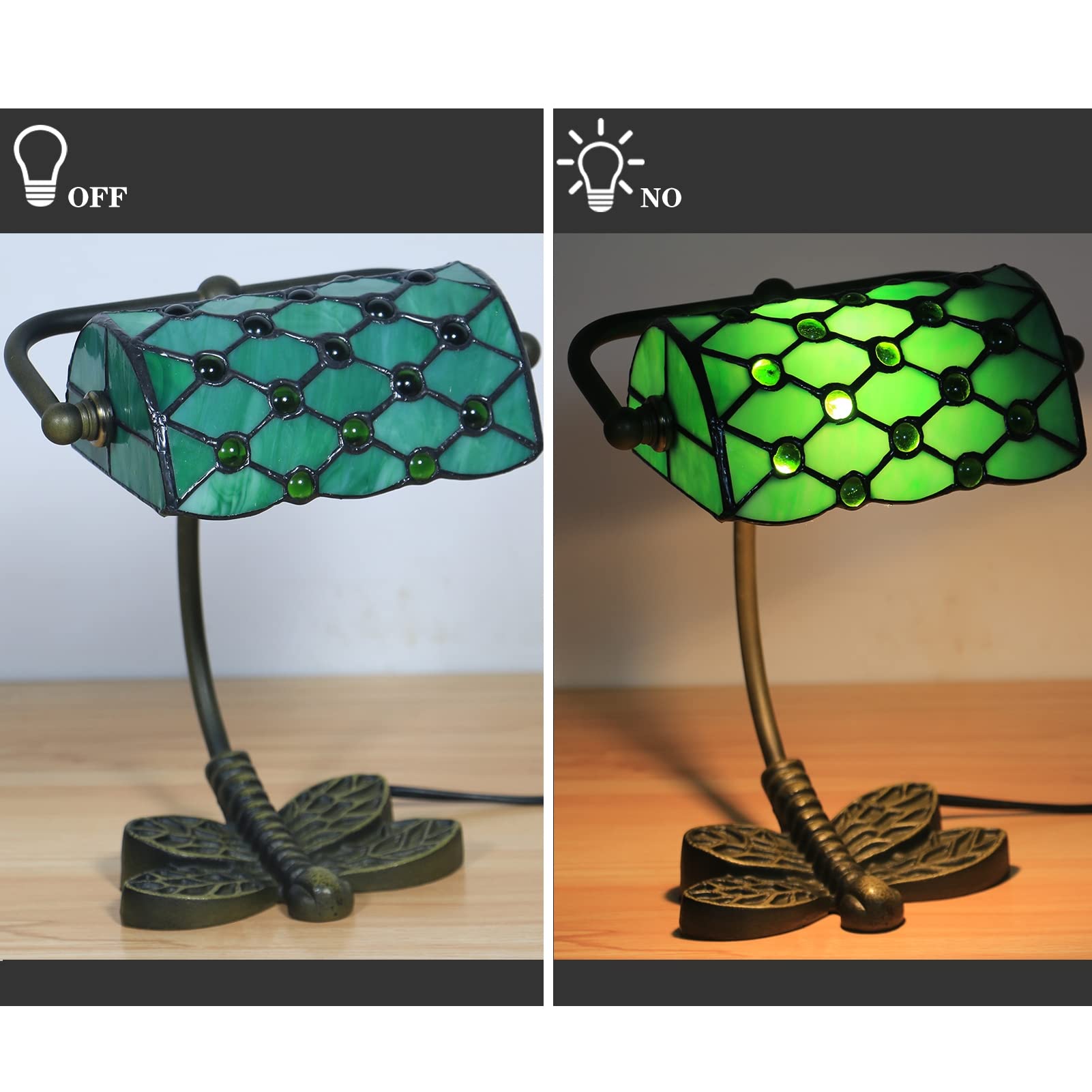 Vert Lampe de Banquier, Vintage Verre Lampe Tiffany, Traditionnelle Lampe banquier pour Bureau bibliothèque étude Bureau Chambre