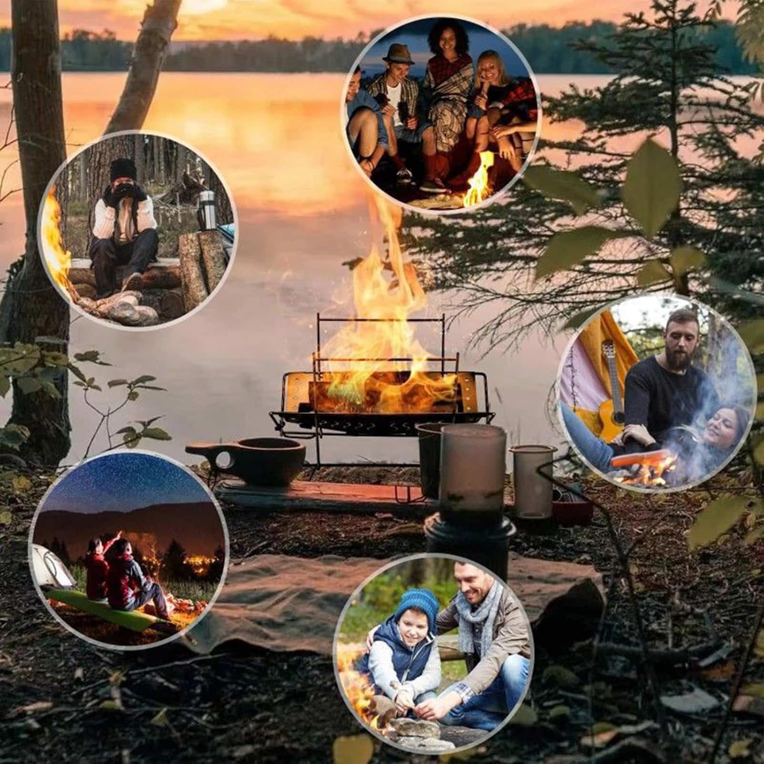 Grill Rack for Outdoor | Stainless Steel Foldable Campfire Rack,Grilling Supplies, Campfire Organizer Stand for Patio Camping Backyard Barbecue Activities