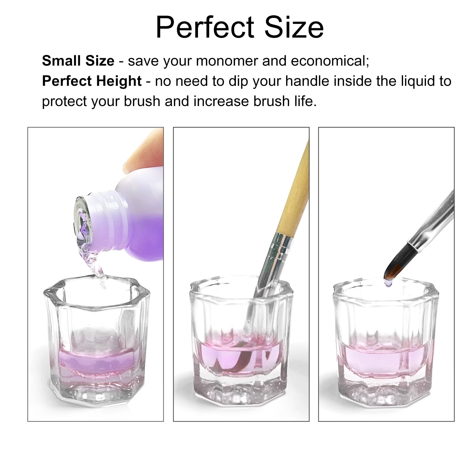 Amazon.com: Dappen - Juego de 2 vasos para arte de uas, lquido acrlico,  monmero de uas de vidrio transparente, recipiente lquido para humedecer  el plato acrlico, tarro de vidrio acrlico para uas (