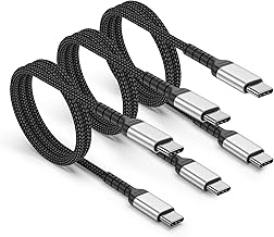USB C Cable 50 cm Pack of 3, 60 W Data Cable USB C to USB C Braided Fast Charge, USB-C Charging Cable Short for iPhone 16/15 Pro Max, Samsung S25/S24, MacBook Pro/Air, Huawei P80, Pixel