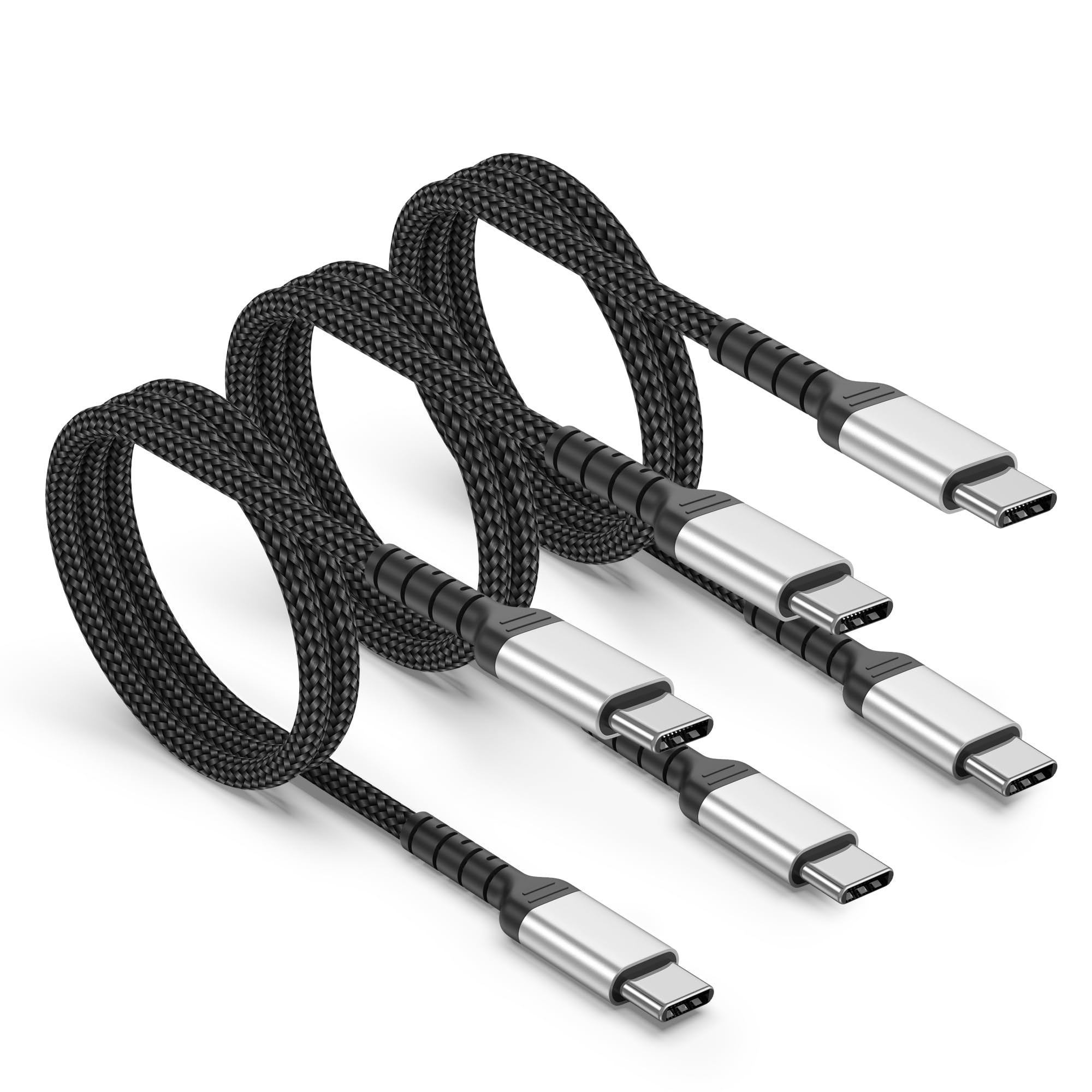 Lot de 3 cavi USB C, 50 cm, 60 W, cavo dati USB C a USB C, intrecciato, carica rapida, cavo di ricarica USB-C, corto, per iPhone 16/15 Pro Max, Samsung S25/S24, MacBook Pro/Air, Huawei P80