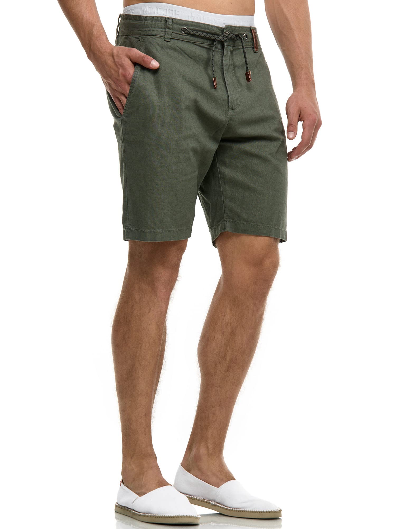 Indicode Hombres Bowmanville Pantalones Cortos de Lino y algodón