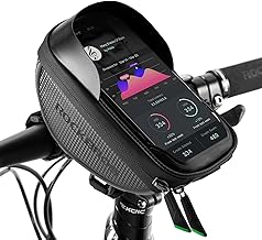 ROCKBROS Sacoche de Guidon Vélo, Support de Téléphone Ecran Tactile sous 6,5 Pouces, Sacoche de Cadre Vélo VTT Etanche pour Smartphone Noir