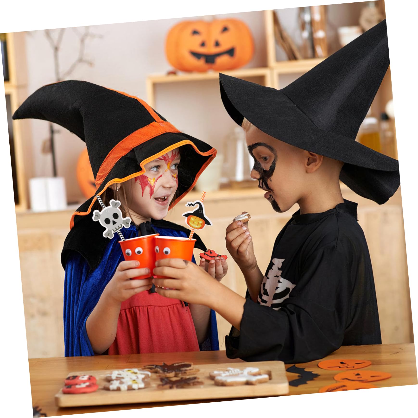 PRETYZOOM 6 Confezioni Cannucce di Carta di Halloween Cannucce Decorative Strisce per Feste Stampa Colorata di Halloween per Uso Familiare per Eventi Festivi