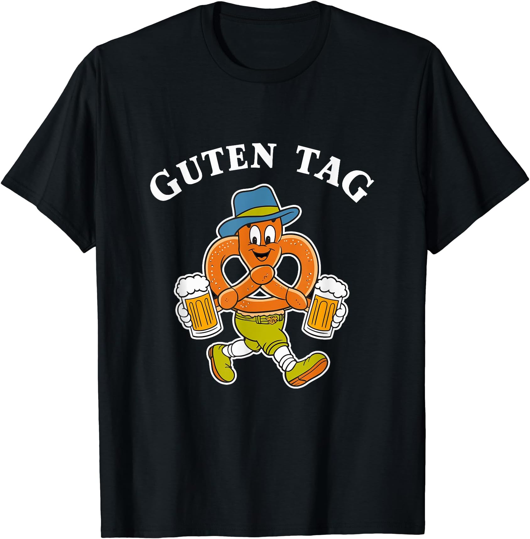 Guten Tag Cheerful pretzel in lederhosen TrachtBavaria T-Shirt