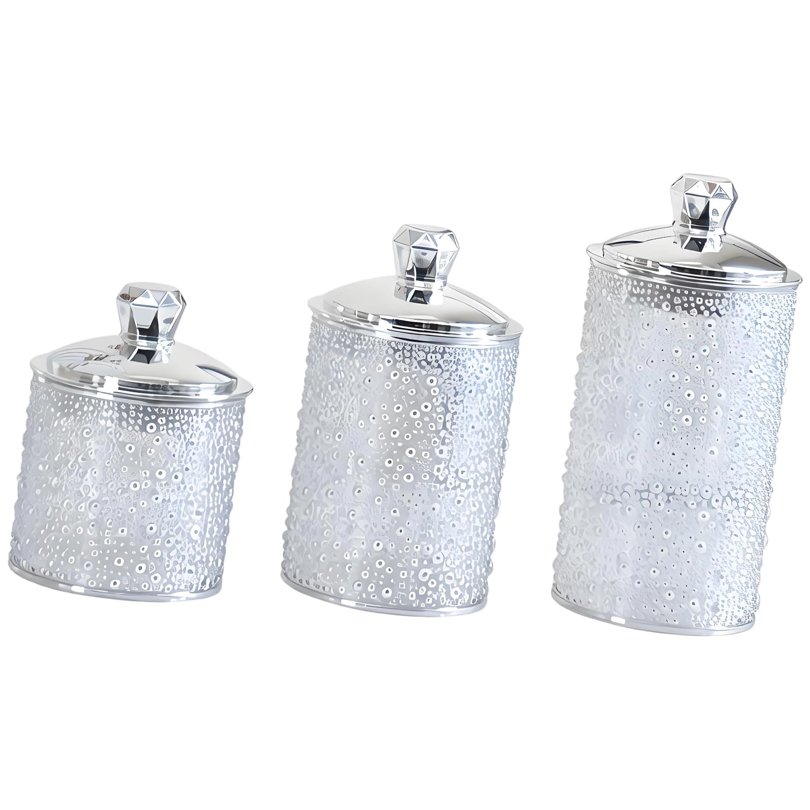 Kahdgss Silver Of 3 Coffee Canister Gold Accented Jars With Tight Seal Ideal For Preserving Nut And Baking Supplies Transparency Organizers Jars