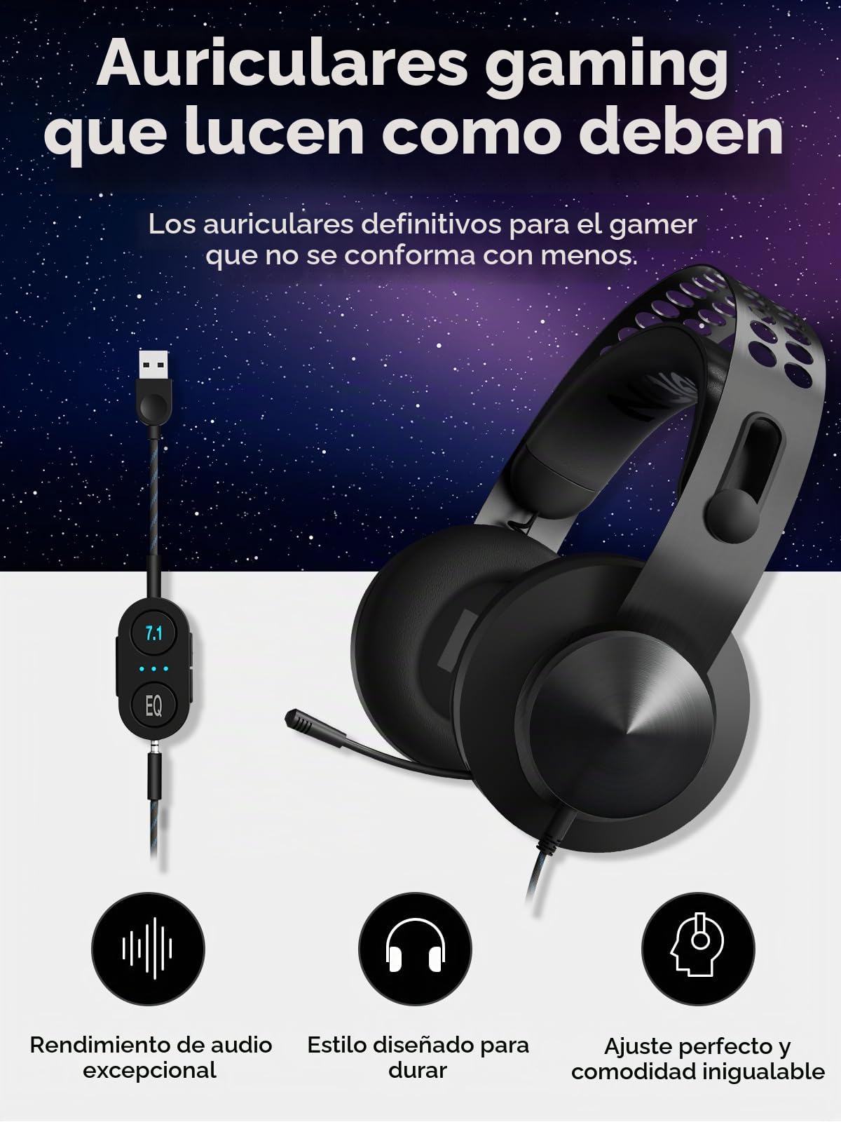 Audífonos de Sonido Envolvente para Juegos Lenovo Legion H500 Pro 7.1