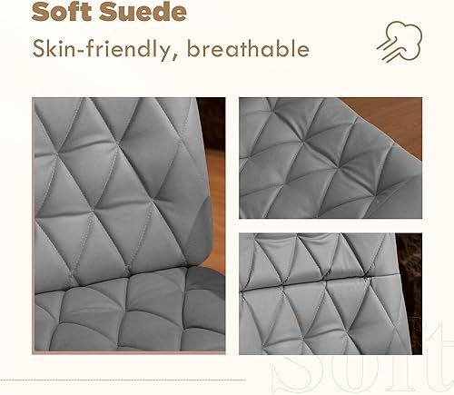 Miniatura 5 de HoeuThien Silla de escritorio sin ruedas giratoria inclinable para oficina en casa con patas cruzadas, reposabrazos sólido, color blanco crema