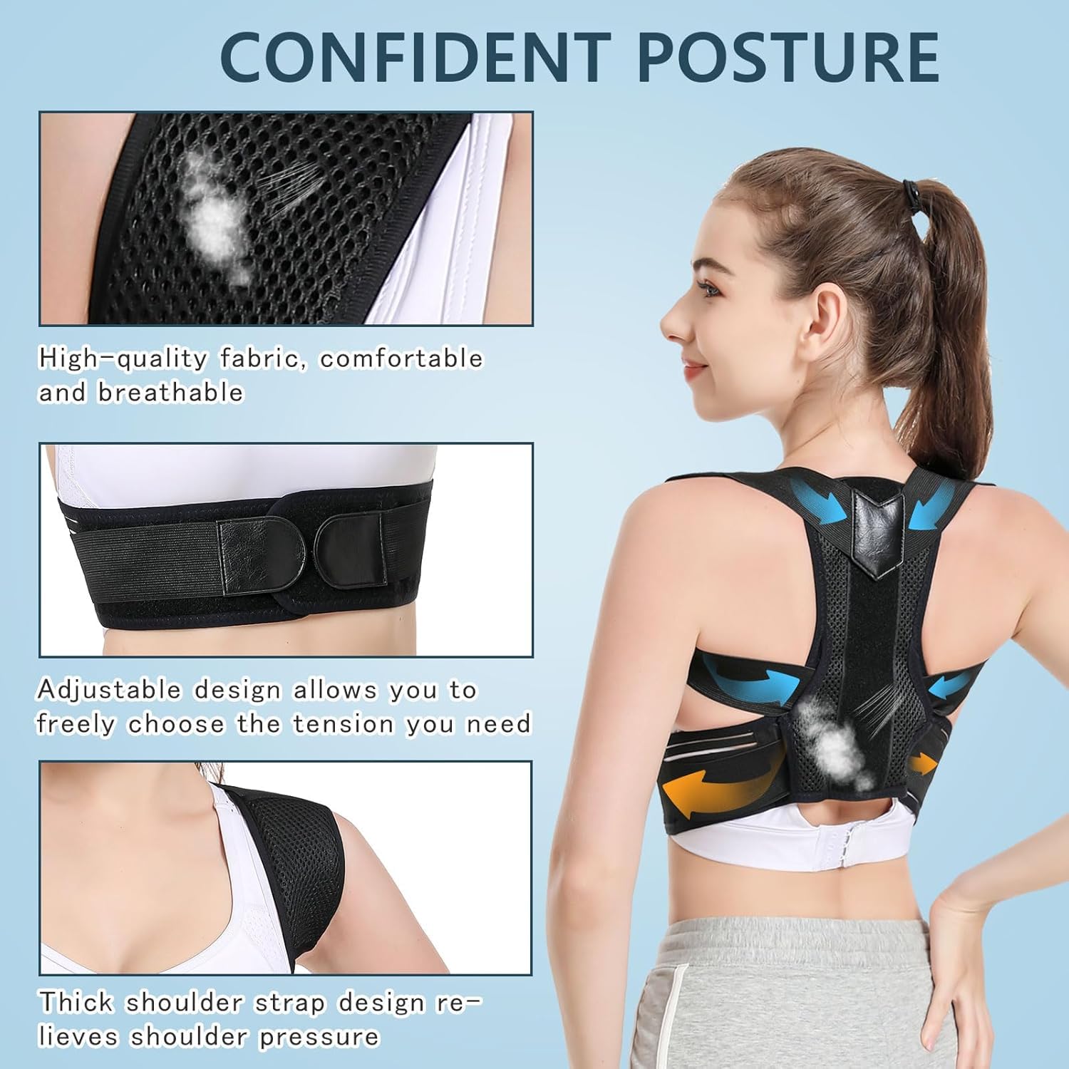 Corrector de postura para la espalda, para hombres y mujeres, ajustable, alivio del dolor de espalda superior e inferior, escoliosis