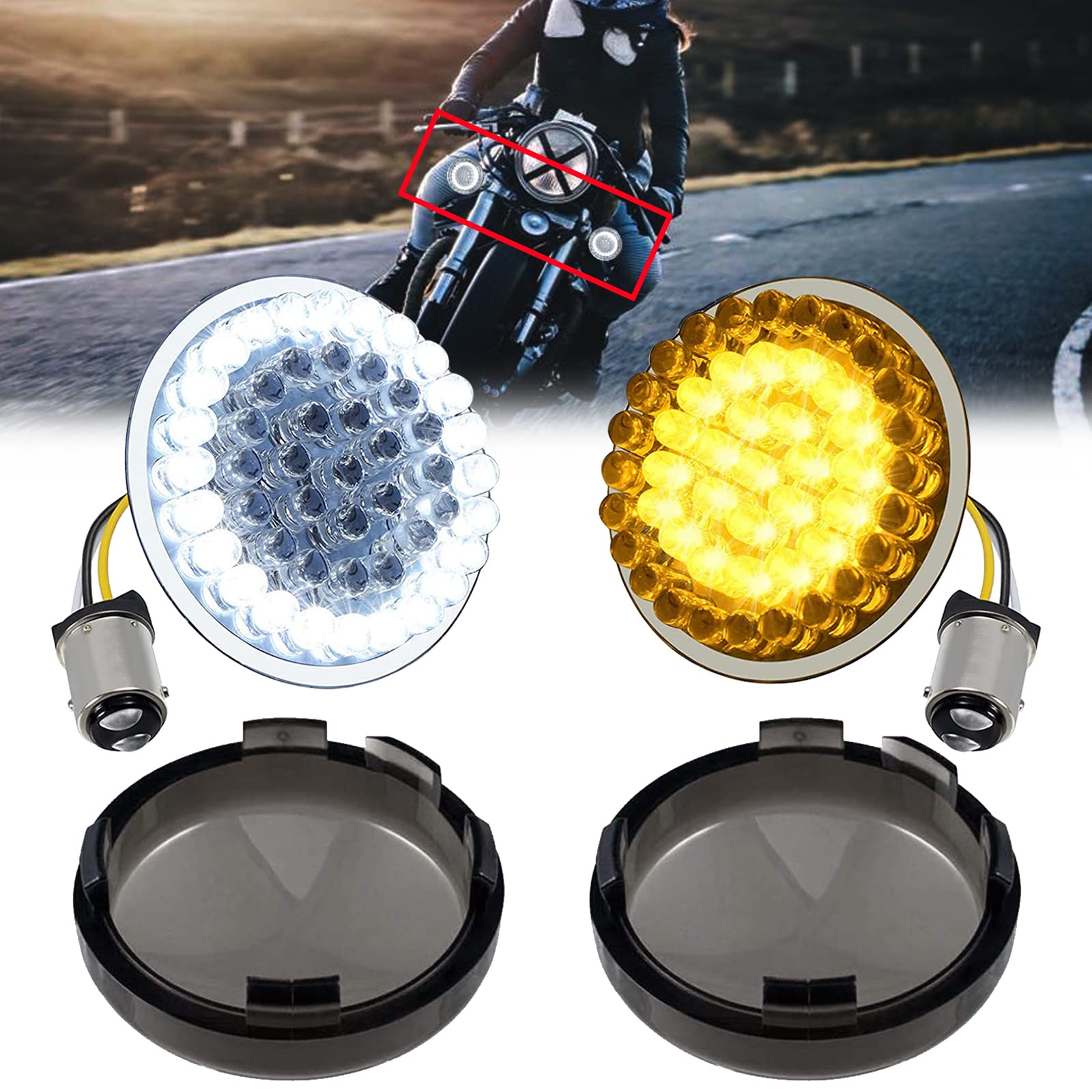 ウインカー アンバー ホワイトLED回転信号挿入 Amber White LED Turn Signal Inserts 80％以上節約