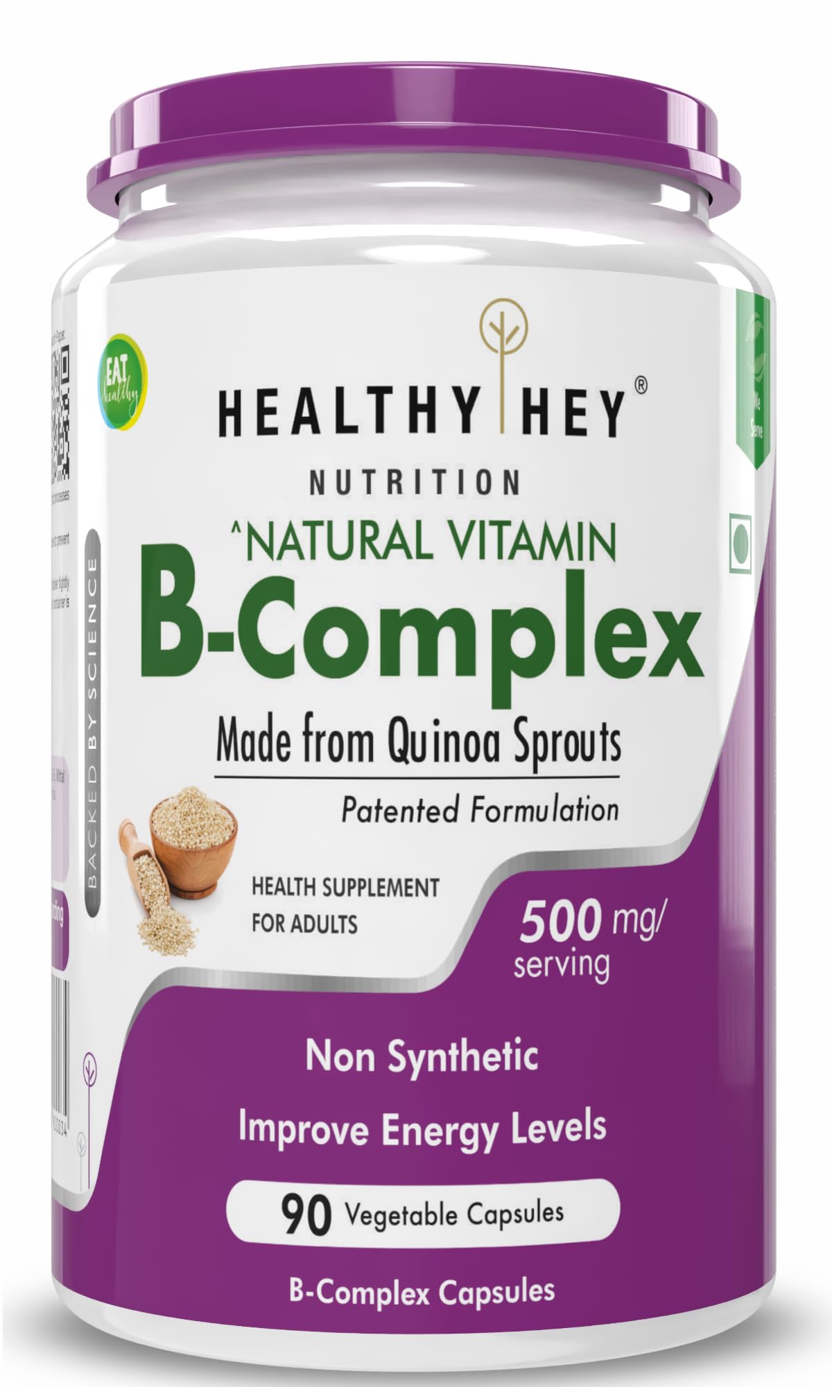 HealthyHey Nutrition Natural Vitamin B-Complex - from Quinoa Sprout - 90 Vegetable Capsules (B07SG1WCSR) Amazon Price History, Amazon Price Tracker