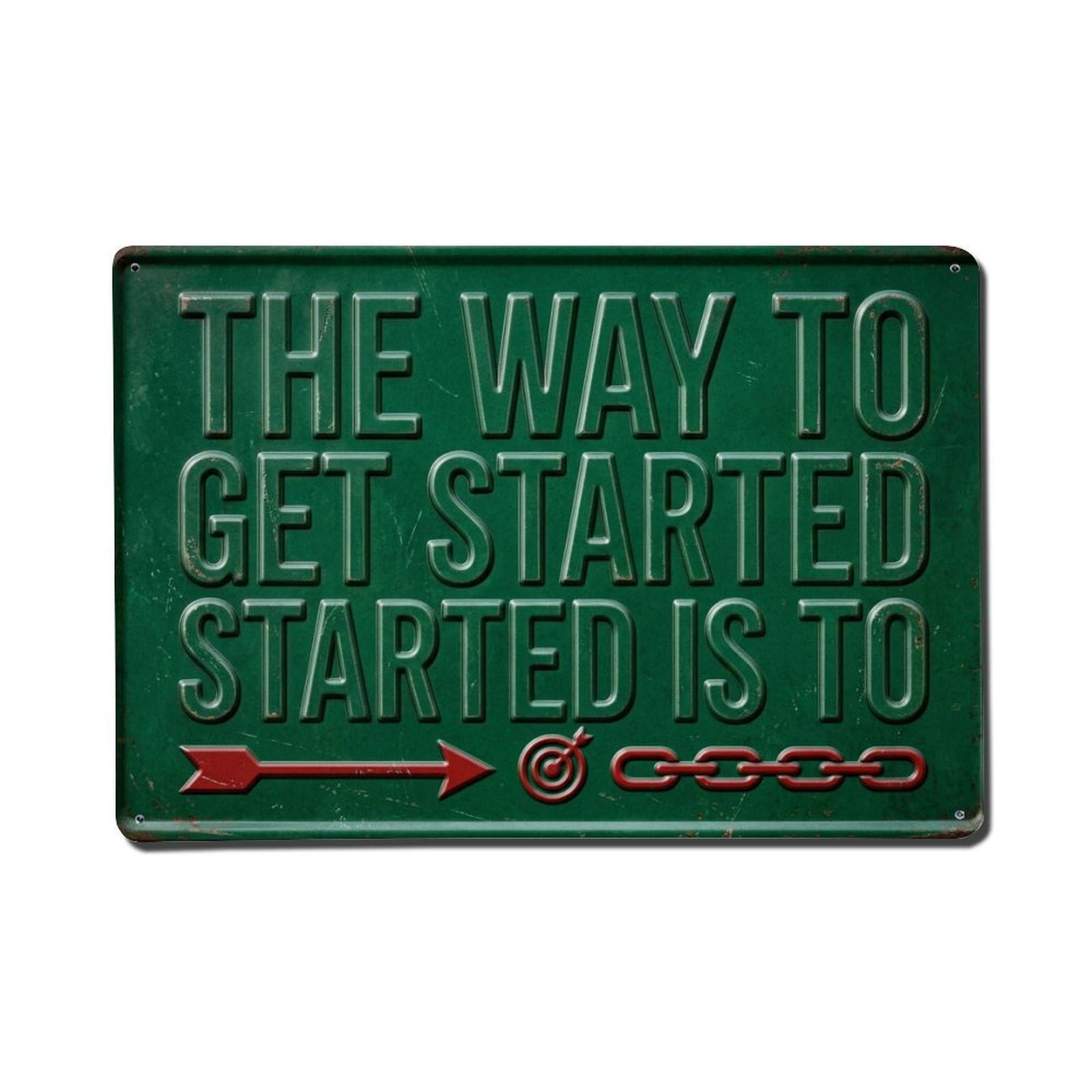 Cmhok Vintage Style Begin Doing Now Cafe Retro Motivational Slogans Metal Tin Sign Wall Decor For Cafe, Club, Garden Metal Poster 8X12inch