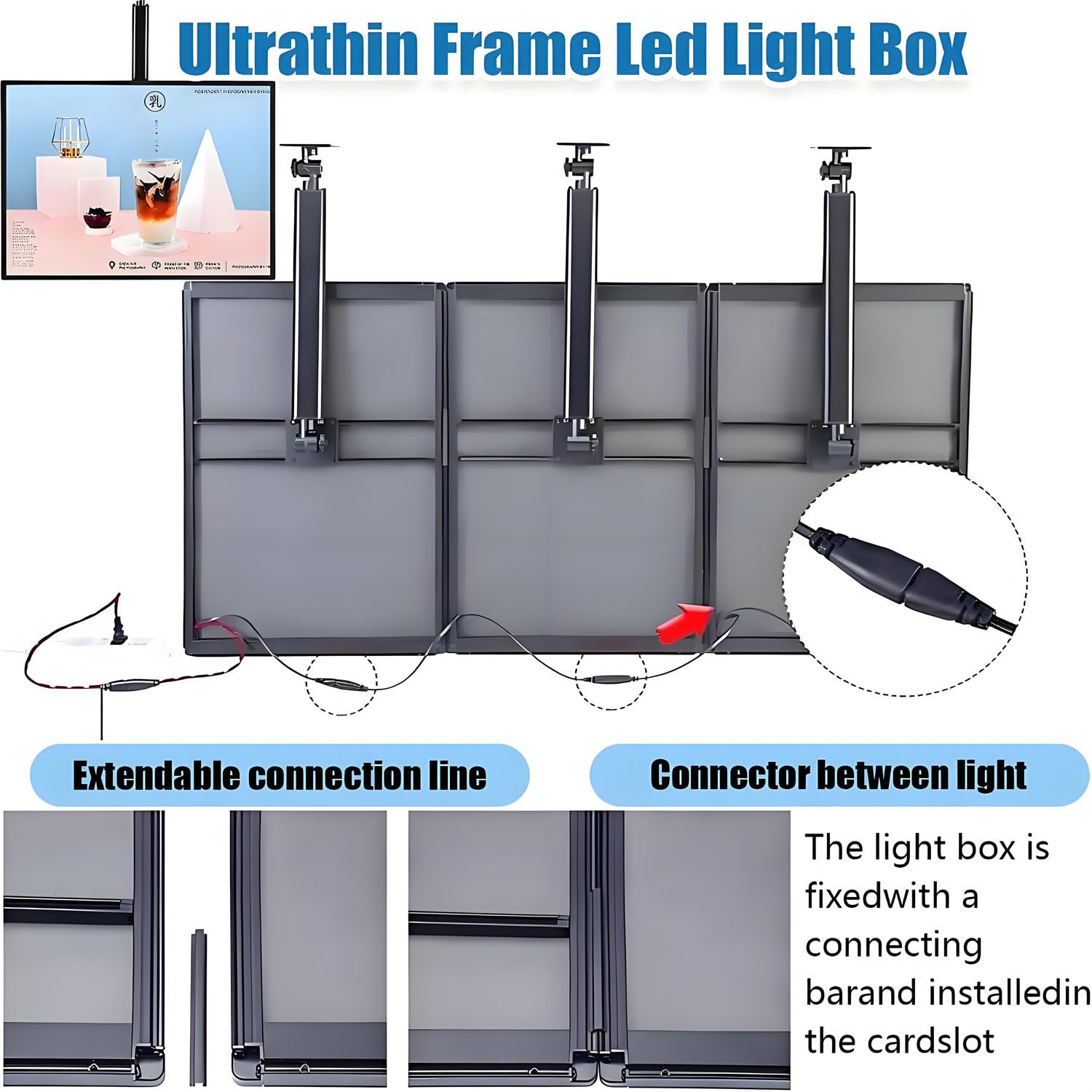 Tablero de menú retroiluminado LED, caja de luz ultrafina, a presión, valla publicitaria iluminada impermeable, exhibición montada en la pared para restaurantes, 30 x 40 cm