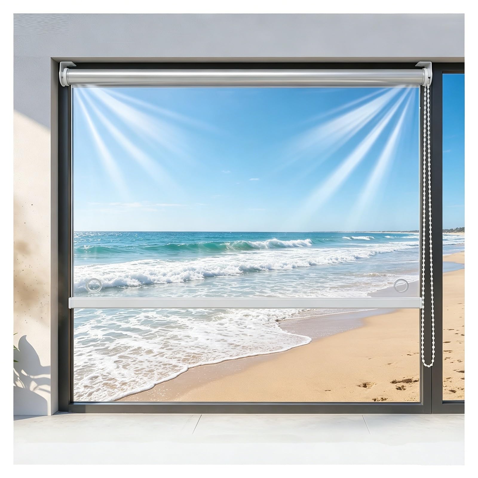 Heavy Duty Waterproof Roller Shades，transparent waterproof roller blind，outdoor clear vinyl roll shades，Hotel Office Partition，Windproof & Rainproof Plastic Film(W85*H150cm/W33.4*H59.05in)
