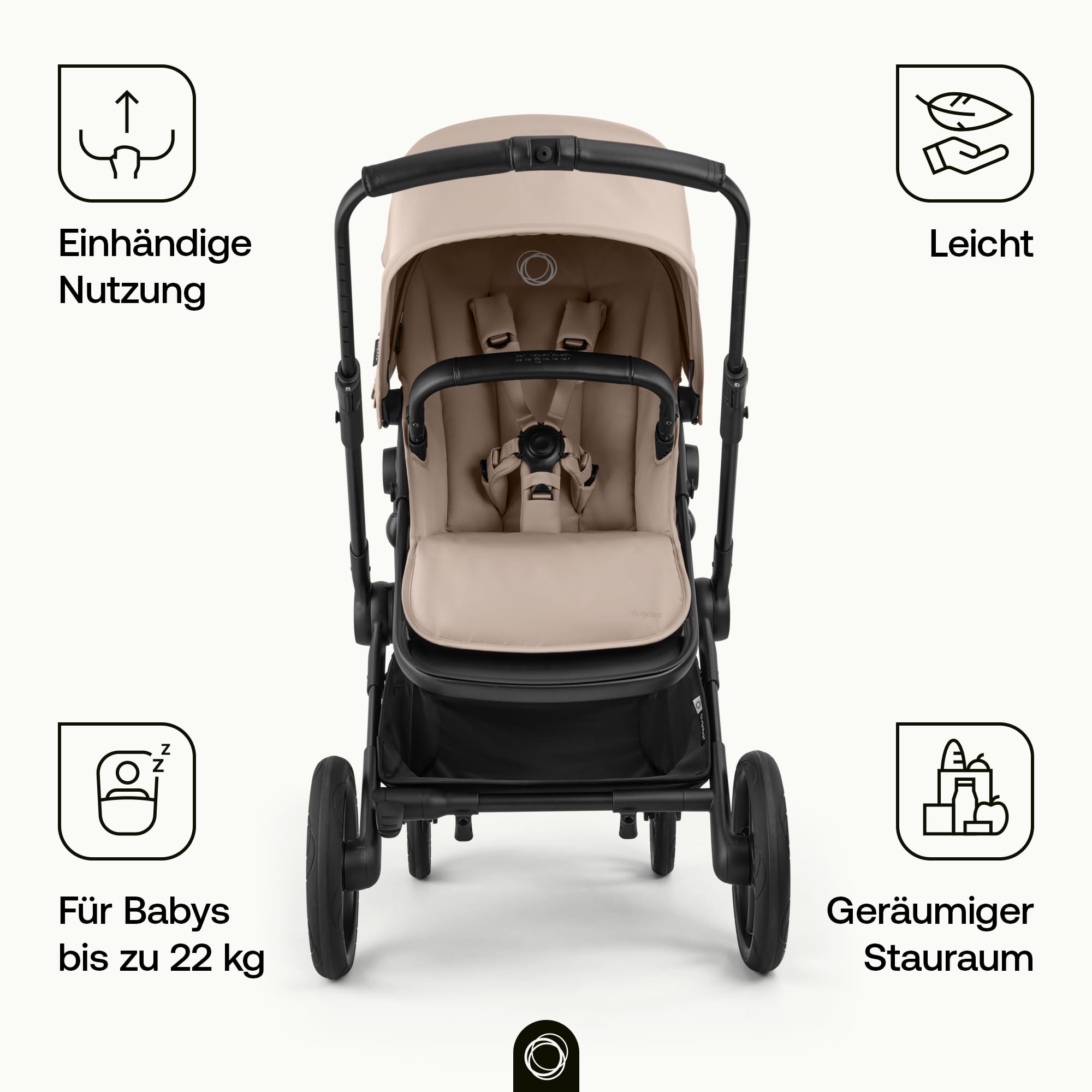 Bugaboo Cub All-Terrain Kinderwagen für Neugeborene und Kleinkinder | Sanfte Fahrt dank Vollfederung, Leicht 10,7 Kg, Verstellbarer und Wendbarer Sitz & Großer Untzergestellkorb, Desert Taupe