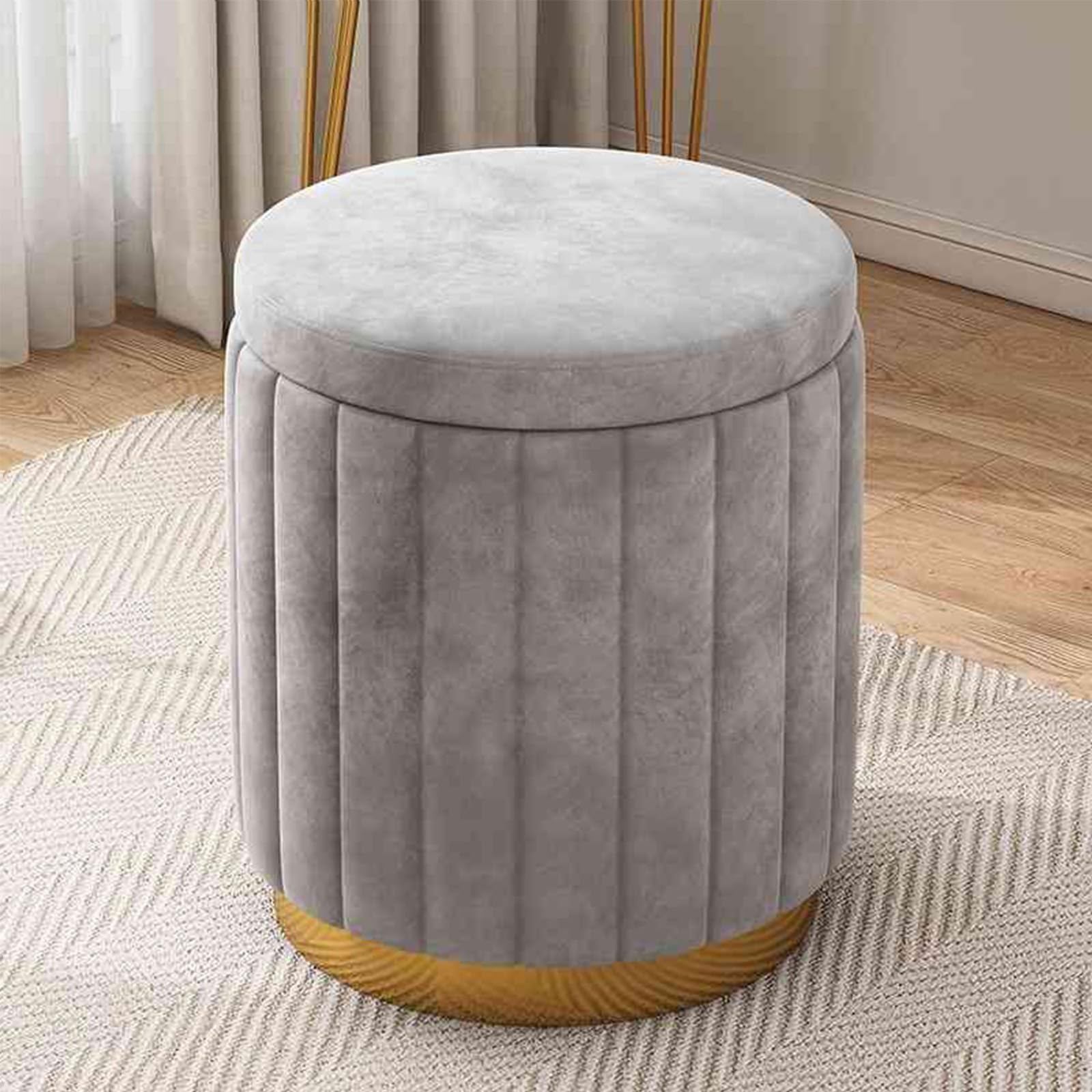 Tabouret ottoman rond de rangement : repose-pieds idéal pour votre bureau