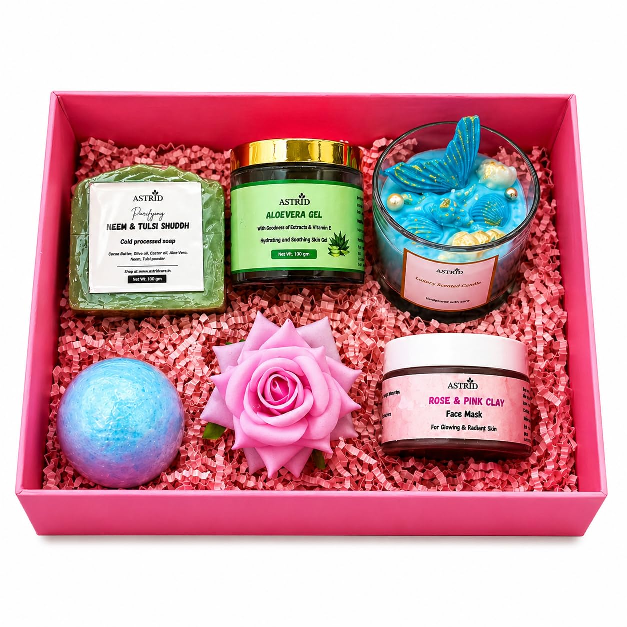 Luxury Self Care Gift Hamper for Women | Aloe Vera Gel, Neem Soap, Bath Bomb, Scented Candle & Face Mask | Spa Kit Gift Box for Birthday, Mother’s Day & Special Occasions-image-38