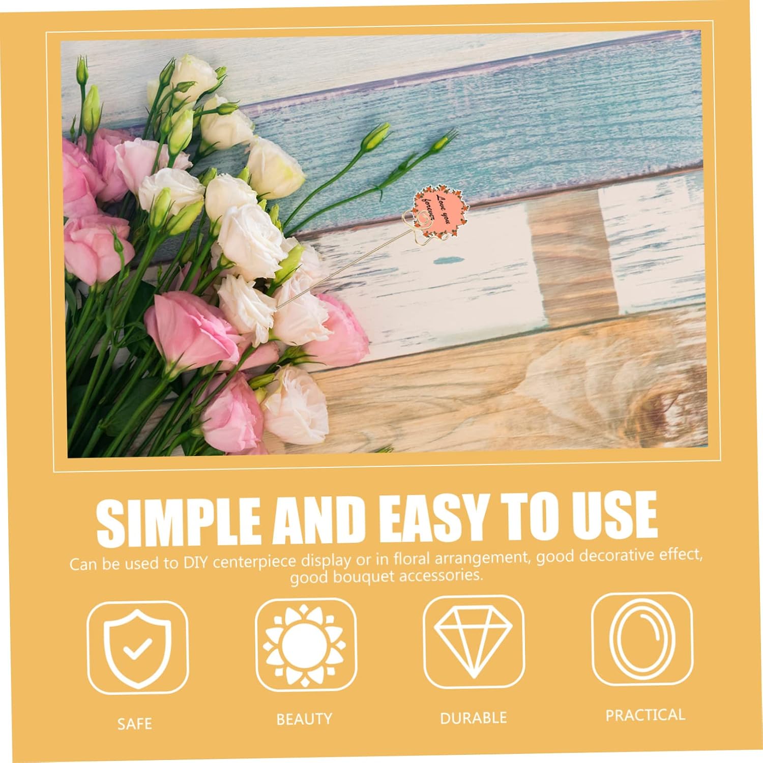 Zerodeko 30pcs Floral Card Holders Steel Wire Bouquet Cards Picks for Wedding Decorations and Party Supplies