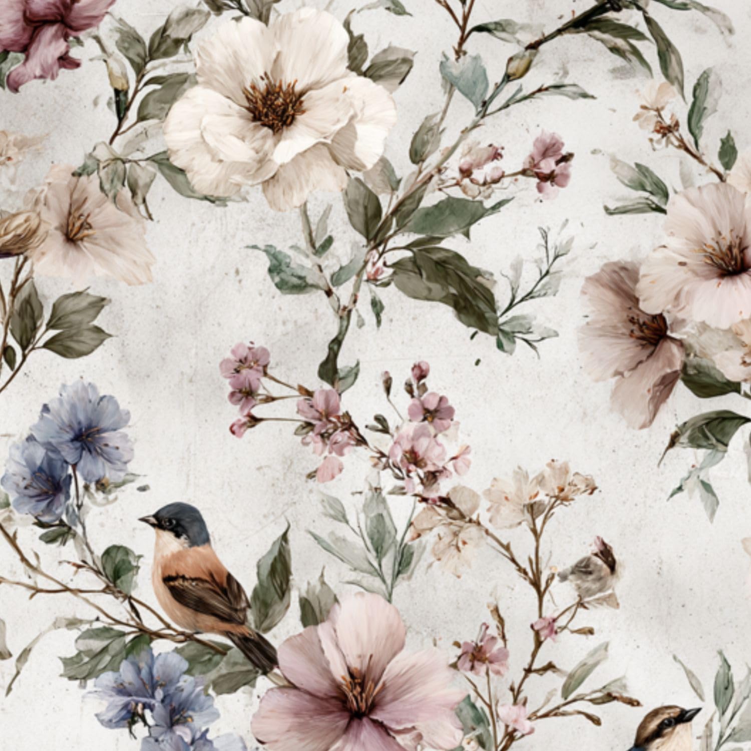 DERUINVAIO Self Adhesive Feature Removable Antique Watercolor Cottage Peel and Stick Vinyl Wallpaper Roll, Sticky Lining Paper for Bedroom, Living Room, Kitchen Walls