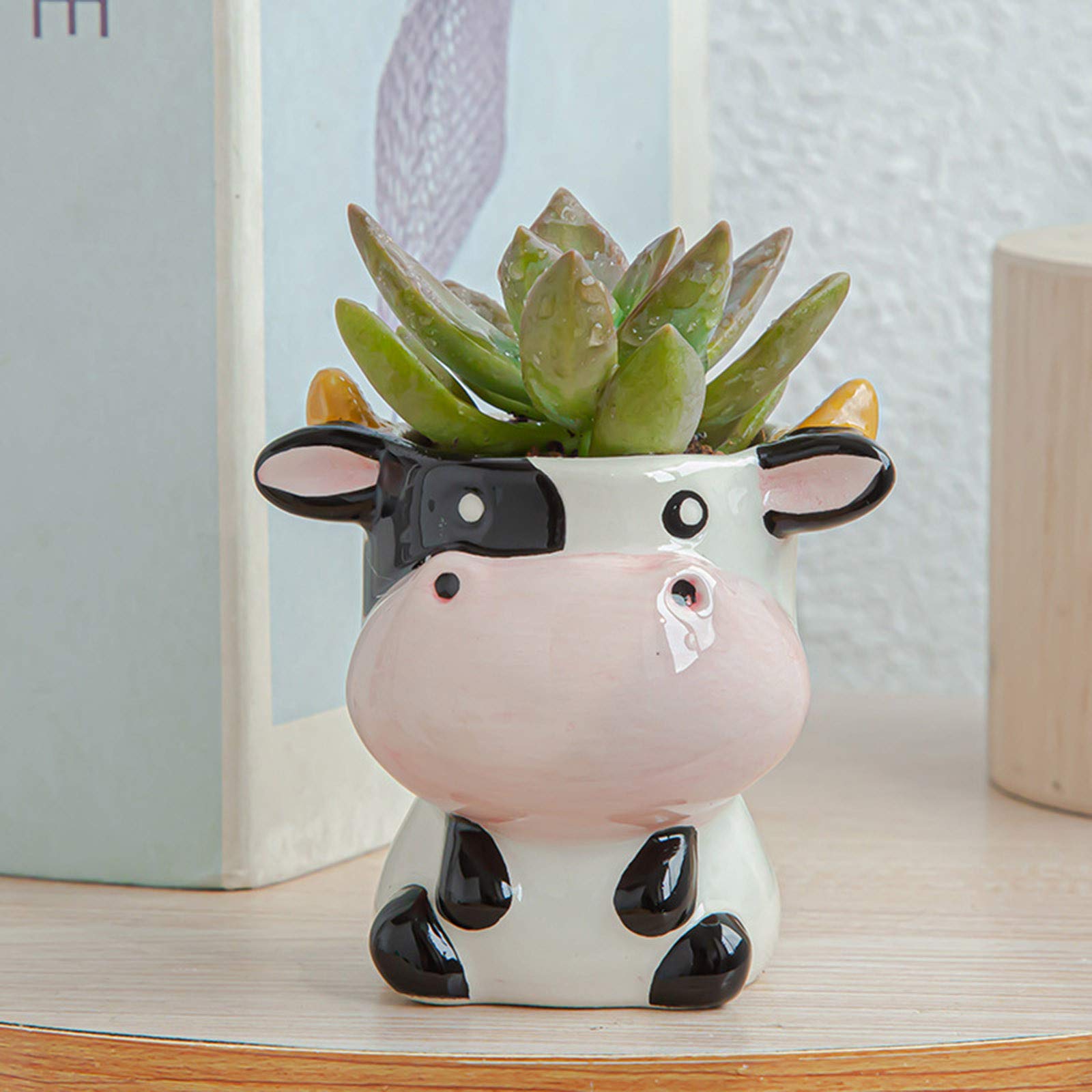Wenhao C Erami Succulent Plant Pot,Lovely Animal Erami Flower Pot,Animal Succulent Plant Pots,Diy Artoon Flower Pot,Actus Potted Planting Bonsai Pots Set,Ute Animal Succulent Flower Pots (C)