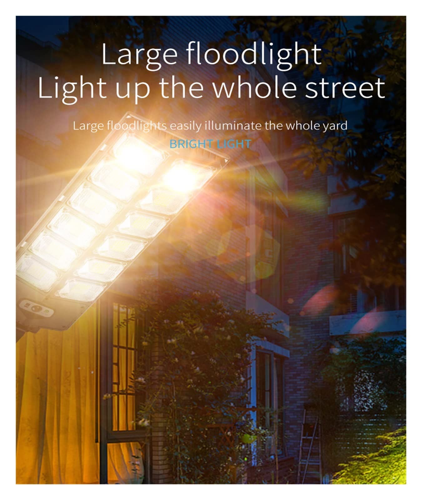 Lampy Solarne Zewnątrz, Zewnętrzne lampy słoneczne Pilot 12000 lumenów 504 Lampa ogrodowa LED Lampy na panele słoneczne Wodoodporny czujnik ruchu Lampy uliczne,Do ogrodu, ulicy, werandy(336LEDs 3000m