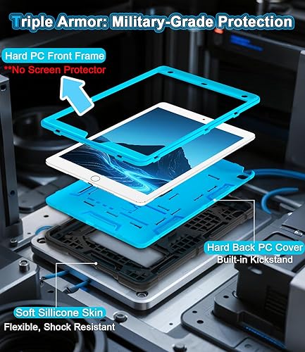 Miniatura 5 de CCMAO Funda para iPad de 9 generación, funda para iPad de 87 generación, iPad 10.2 202120202019 con soporte, funda protectora híbrida de tres capas