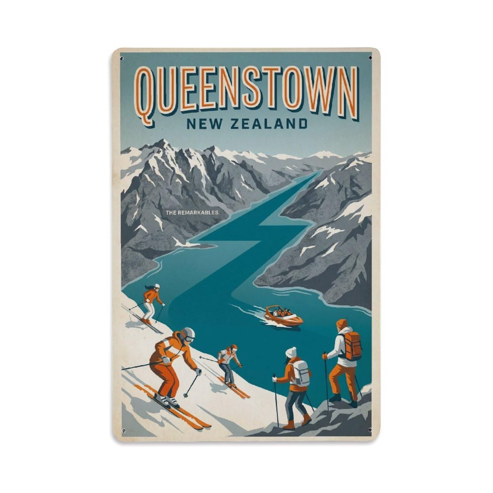 Gead 8X12inch Style Retro New Zealand Queenstown Travel Metal Tin Sign