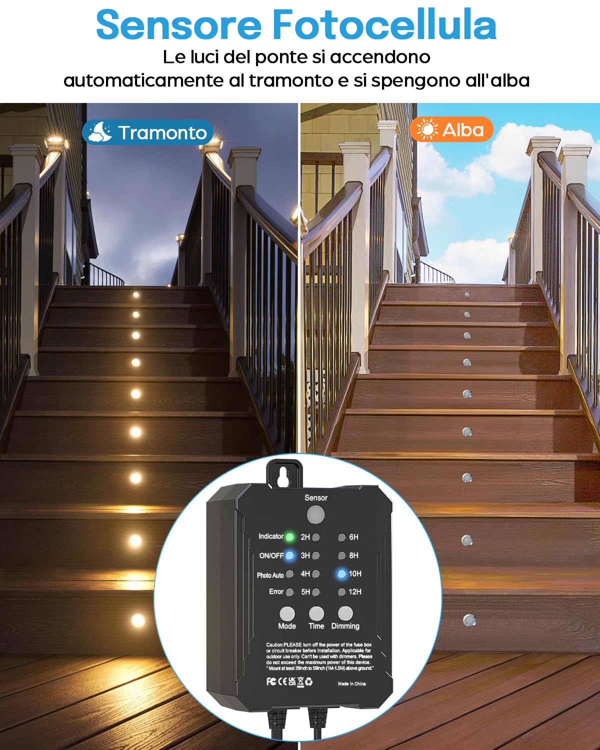 10 Faretti da Incasso per Esterno con Timer Trasformatore a Bassa Tensione e Sensore Fotocellula, IP67 Impermeabile Dimmerabile Faretto a Pavimento da Esterno per Terrazza Cucina Giardino Luce