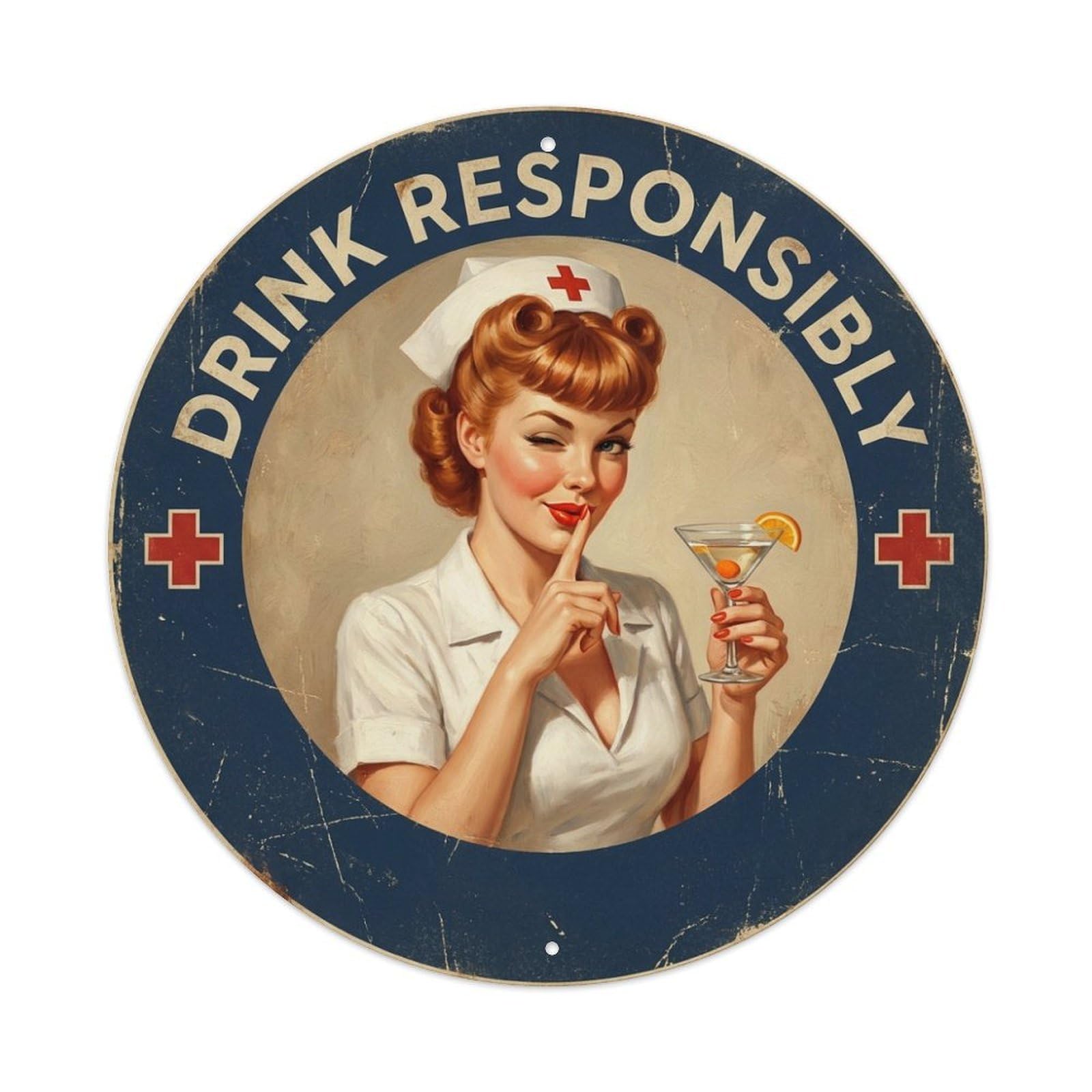 Drink Responsibly Nurse Bar Quote Metal Tin Sign