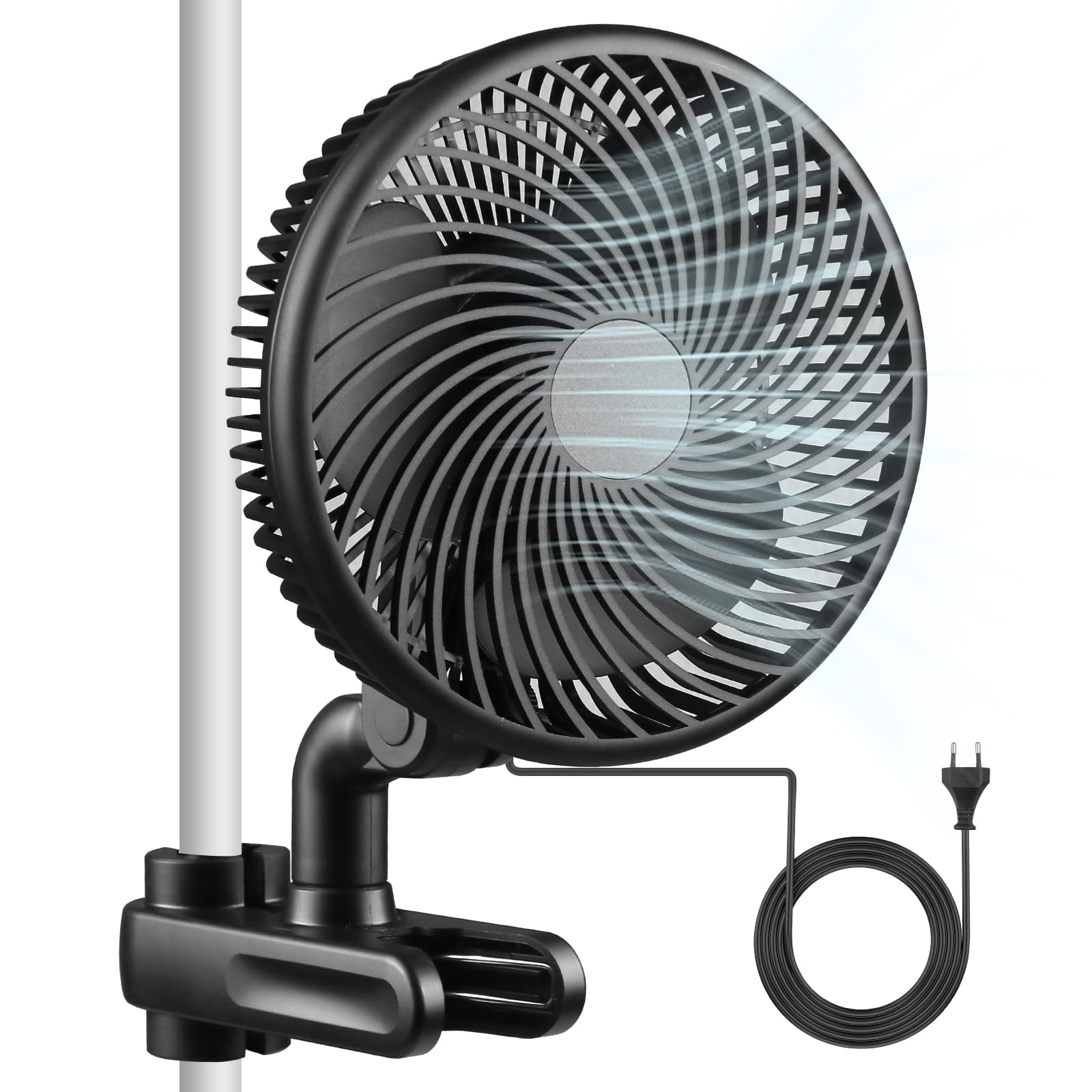 Ventilador de cultivo clip - Ventilador oscilante ajustable con 10 velocidades, silencioso para tienda de cultivo