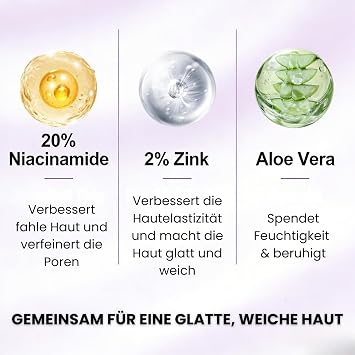 Niacinamide 20% + Zinc 2% Serum Gesicht Niacinamide Serum Reduziert Hautunreinheiten Poren Verkleinern Strafft Die Haut & Ebenmäßigen Teint Für Fettige Reife & Unreine Haut 25ml