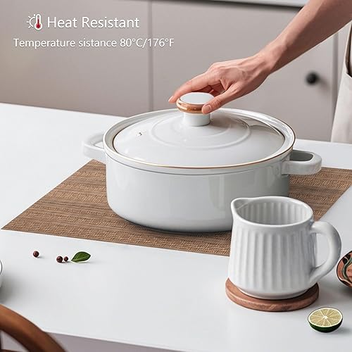 Miniatura 131 de AHHFSMEI Juego de 6 manteles individuales para mesa de comedor, manteles individuales de vinilo tejido de plástico, antideslizantes, aislamiento