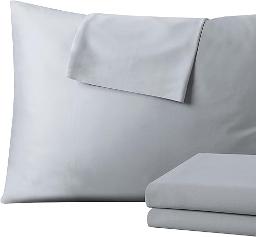 Miniatura 10 de Juego de 2 fundas de almohada tamaño Queen 100 % algodón egipcio, fundas de almohada de tejido satinado de 400 hilos con cremallera oculta,