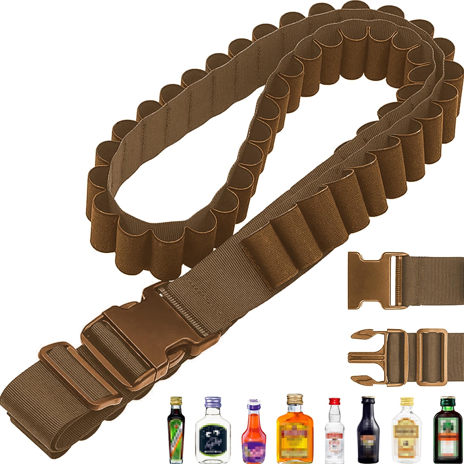 Cinturón Portabotellas MUCHER De 27 Ranuras – Ajustable Hasta 130 Cm, Ideal Para Fiestas, Excursiones Y Regalos Divertidos