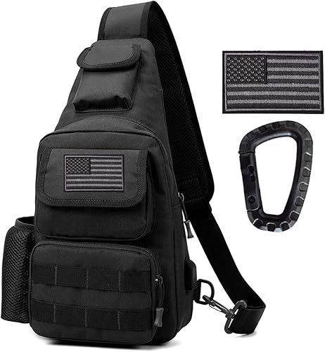 Bolso táctico de hombro - Mochila militar Molle 1000D al aire libre Daypack, Negro -, Moda