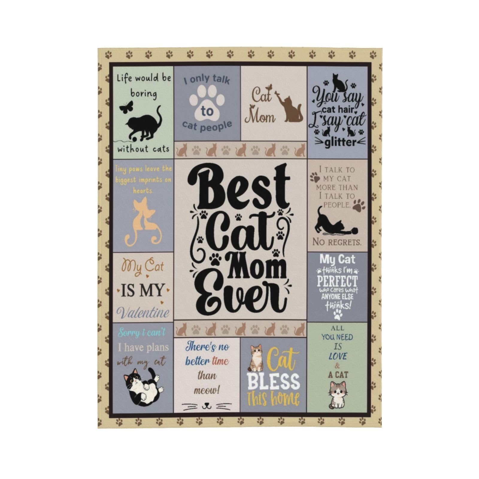 GardEssere Cat Blanket Cat Lover Gifts for Women Best Cat Mum Throw Blankets for Adults Kids Lady Funny Soft Warm Throws for Bedding Sofa Birthday Christmas Mother's Day 150X200 CM — image 1