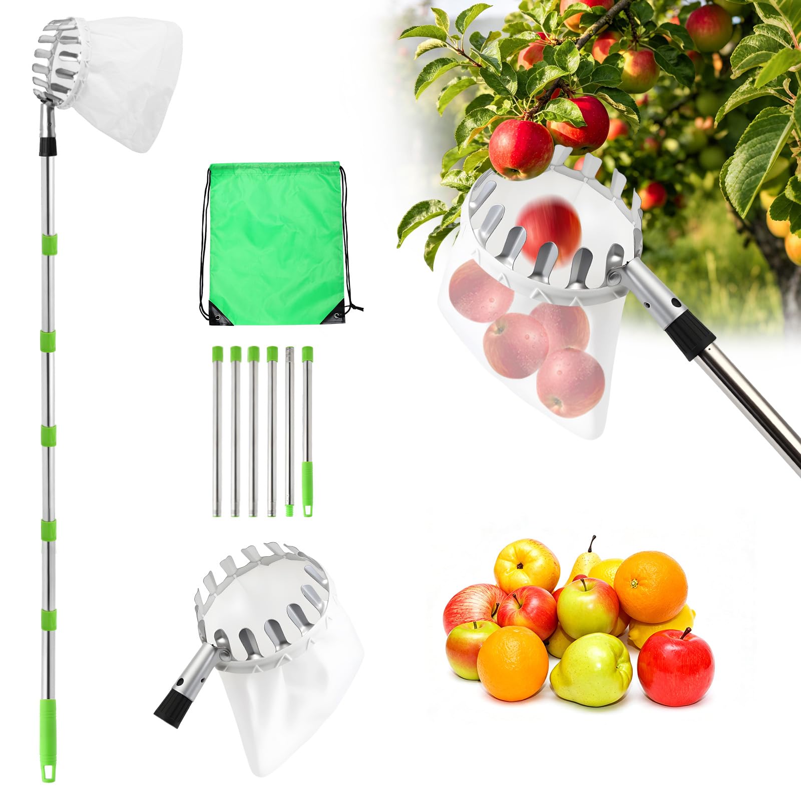 Fruit Picker Tool with Telescopic Pole
