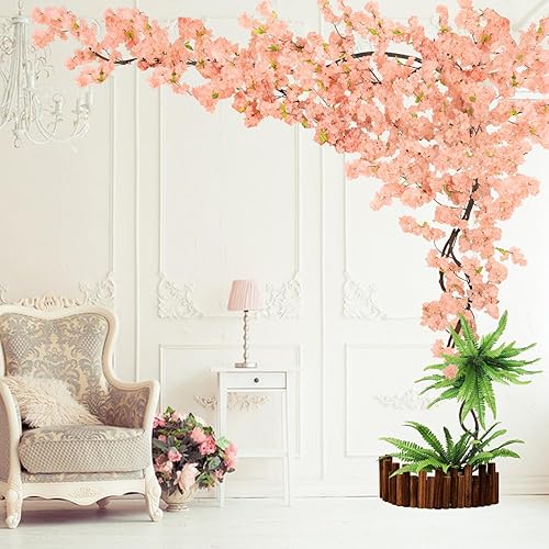 Árbol artificial de cerezo en flor con luz LED, árbol de cerezo artificial, árbol de Sakura rosa champán artificial para fiesta, boda, oficina,